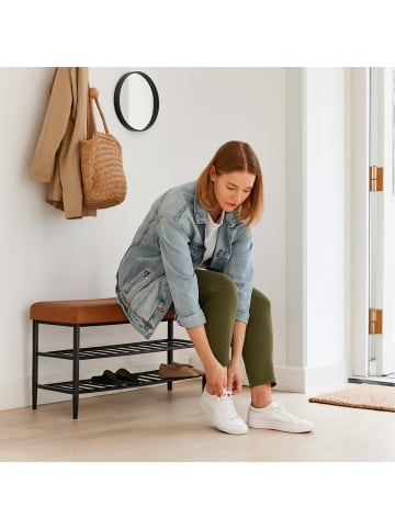 relaxdays Schuhbank in Braun - (B)100 x (H)50 x (T)30 cm