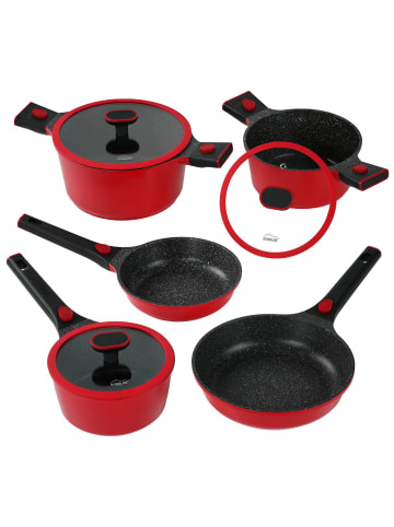 Stoneline SMART Kochgeschirr-Set 8-teilig 18/20/24 , abnehmbarer Griff in Rbuninrot