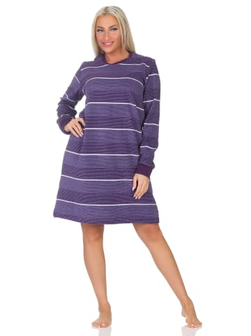 NORMANN langarm Nachthemd Bündchen Streifen - 87494 in lila