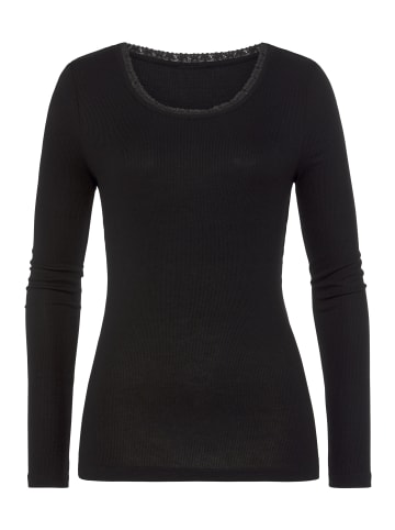 LASCANA Langarmshirt in schwarz