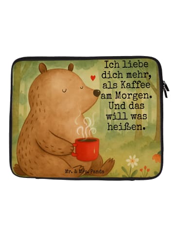 Mr. & Mrs. Panda Notebook Tasche Bär Morgenkaffee Design mit Spruch in Weiß