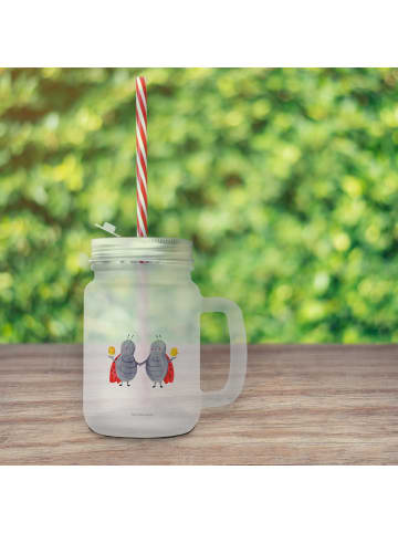 Mr. & Mrs. Panda Mason Jar Sternzeichen Zwilling ohne Spruch in Transparent