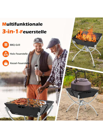 COSTWAY Campinggrill 3-in-1 in Schwarz