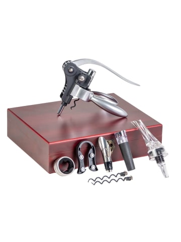 Intirilife 9-tlg. Set Premium Weinöffner mit Ausgießer/Belüfter in Rot