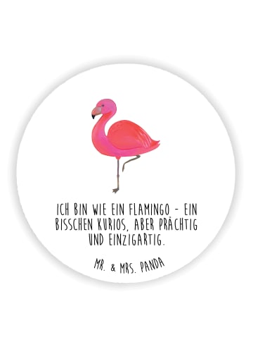 Mr. & Mrs. Panda Rund Magnet Flamingo Classic mit Spruch in Weiß