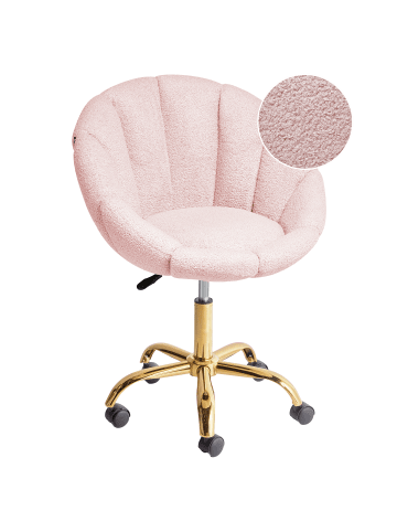 Beliani Bürostuhl ANNABELLE in Rosa/Schwarz/Gold - (W) 66 x (H) 81 x (L) 39 cm