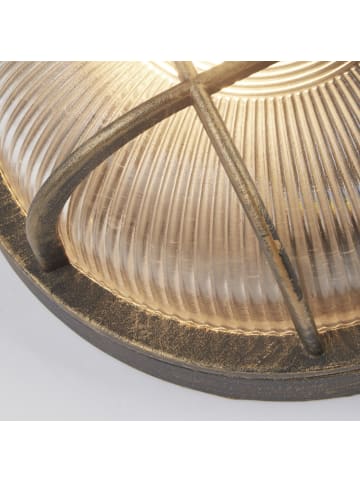 Licht-Erlebnisse Außen Wandlampe (B)26.5 x (H)26.5 cm in Gold Antik Klar/Transparent