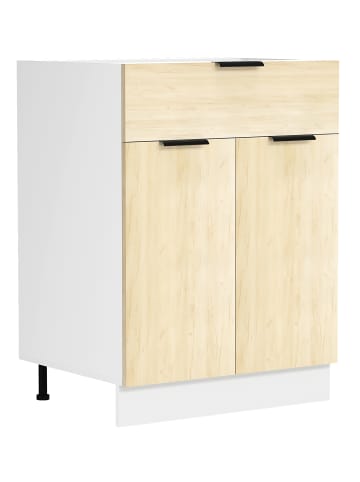 VCM  Küchenschrank B60 cm Unterschrank Schublade Fasola in Weiß / Honig-Eiche