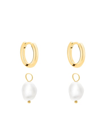 s.Oliver Creolen Edelstahlcreole mit Schmuckperle in gold