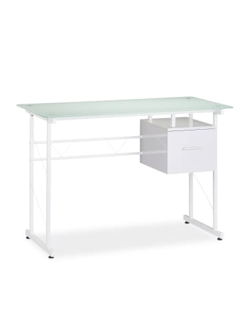 relaxdays Schreibtisch in Weiß - (B)110 x (H)75 x (T)55 cm