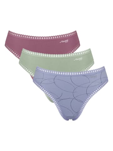 Sloggi Slip 3er Pack in Lila/Grün/Beere