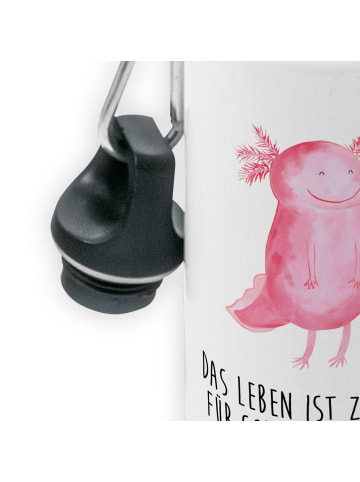 Mr. & Mrs. Panda Kindertrinkflasche Axolotl Glücklich mit Spruch in Weiß