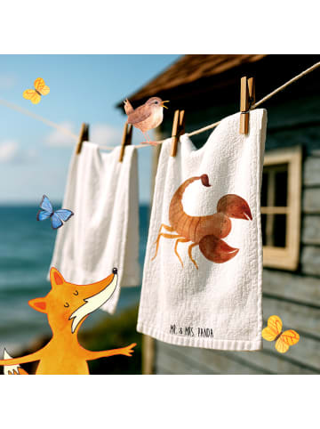 Mr. & Mrs. Panda Gästehandtuch Sternzeichen Skorpion ohne Spruch in Weiß