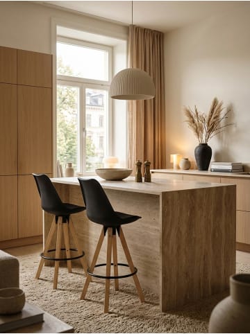 KADIMA DESIGN 2er Set Barhocker LIMA Retro Design Kunstleder Holz mit Lehne