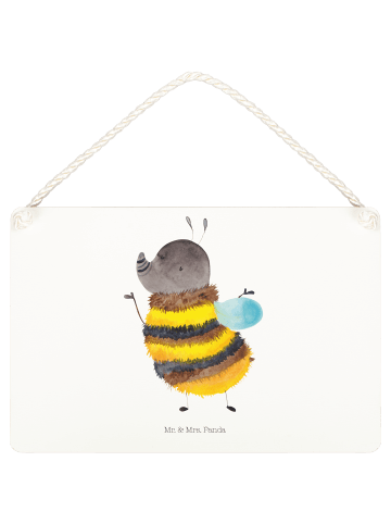 Mr. & Mrs. Panda Türschild Hummel flauschig ohne Spruch in Weiß