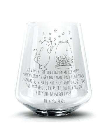 Mr. & Mrs. Panda Cocktail Glas Maus Sterne mit Spruch in Transparent