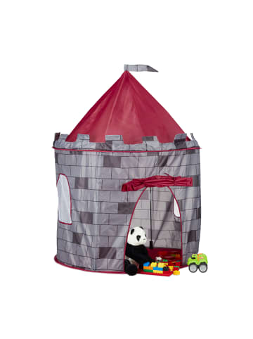 relaxdays Spielzelt Ritterburg in Grau - (B)105 x (H)125 x (T)105 cm
