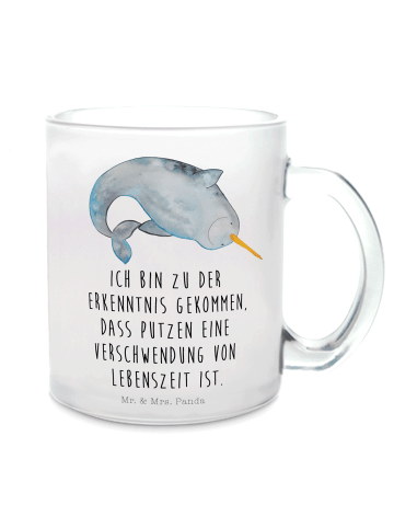 Mr. & Mrs. Panda Glas Narwal mit Spruch in Transparent