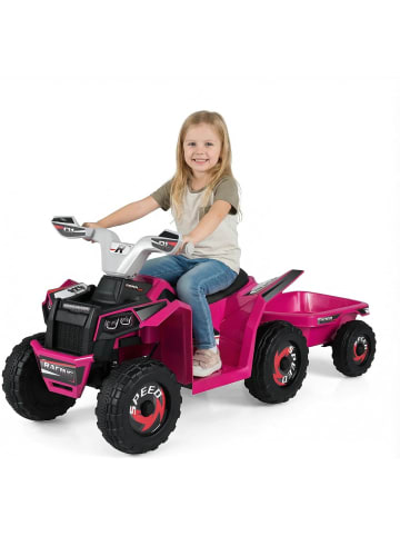 COSTWAY 6V Elektro Kinder Quad mit Anhänger ab 3 Jahren in Rosa