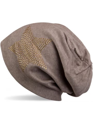 styleBREAKER Beanie Mütze in Braun meliert / Gelbgold