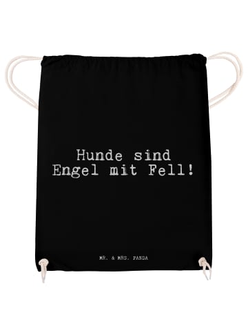 Mr. & Mrs. Panda Baumwolltasche Hunde sind Engel mit... mit Spruch in Schwarz