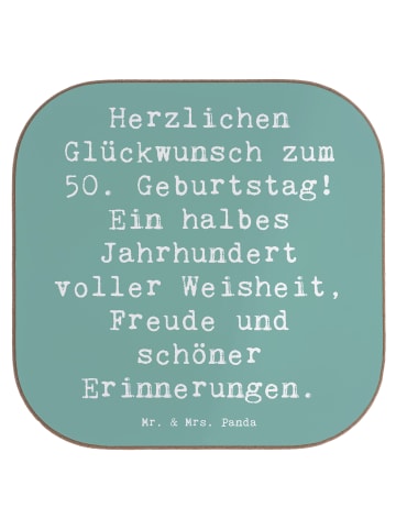 Mr. & Mrs. Panda Untersetzer Tasse Spruch 50. Geburtstag mit Spruch in Meeresbrise