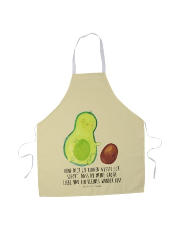 Mr. & Mrs. Panda Kochschürze Avocado Kern rollt mit Spruch in Gelb Pastell