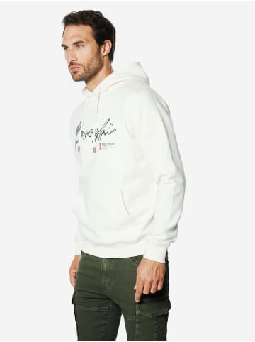 KOROSHI Känguru mit Basic-Print Baumwoll-Hoodie in weiß