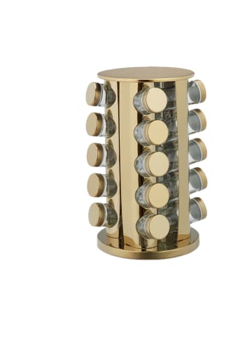 relaxdays 21 tlg. Gewürzregal in Gold/ Transparent - (B)23 x (H)33,5 x (T)23 cm