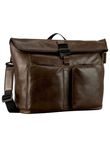 Leonhard Heyden Porto Messenger Leder 38 cm in graubraun