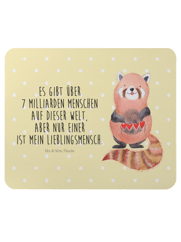 Mr. & Mrs. Panda Mauspad Roter Panda mit Spruch in Gelb Pastell