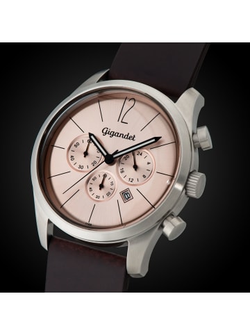 Gigandet Quarzuhr Chronograph "ART DECO" in Braun/Silber/Kupfer