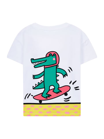SATURNDAY T-Shirt mit Krokodil Print in Weiß