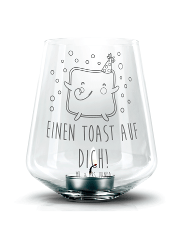 Mr. & Mrs. Panda Kerzenglas Toast Party mit Spruch in Transparent