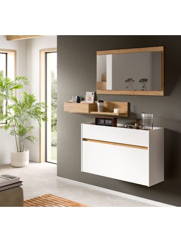 Inn.Furn Garderobe-Set weiß und Artisan Eiche, Garderobe 3-teilig, 140 x 197 cm