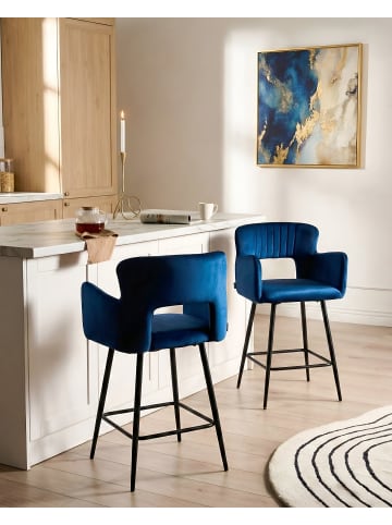 Beliani 2-tlg Barhocker SANILAC in Blau/Schwarz