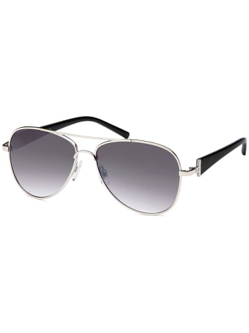 styleBREAKER Piloten Sonnenbrille in Silber-Schwarz / Grau verlaufend