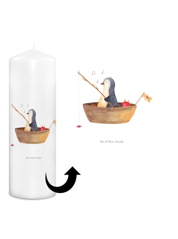 Mr. & Mrs. Panda Adventskerze Pinguin Angelboot ohne Spruch in Weiß
