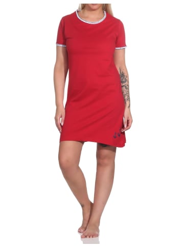 NORMANN maritimim Nachthemd kurzärmliges Bigshirt Rundhals - 74405 in rot