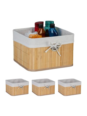 relaxdays 4 x Aufbewahrungskorb in Natur/ Weiß - (B)31 x (H)20 x (T)31 cm