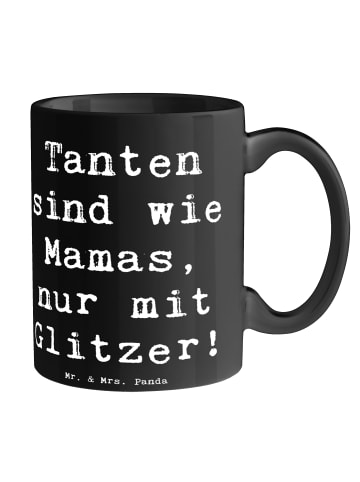 Mr. & Mrs. Panda Tasse Spruch Glitzernde Tante mit Spruch in Schwarz