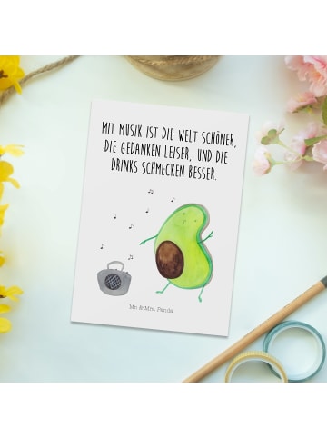 Mr. & Mrs. Panda Ansichtskarte Avocado Tanzen mit Spruch in Weiß