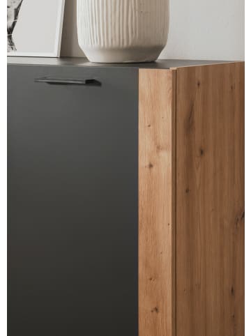 Furn.Design Sideboard grau, Artisan Eiche 162 x 85 cm, Kommode 4-türig