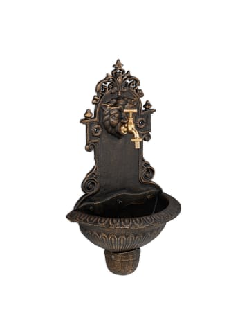 relaxdays Wandbrunnen in Bronze - (B)35 x (H)61 x (T)18 cm