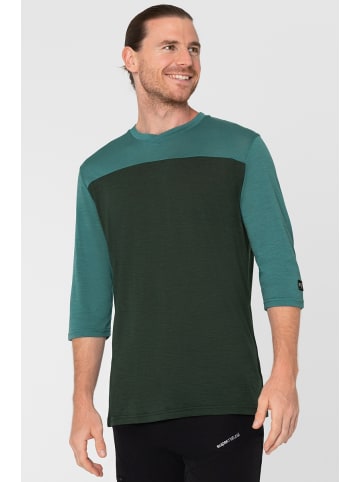 super.natural Merino T-Shirt CONTRAST 3/4 in petrol