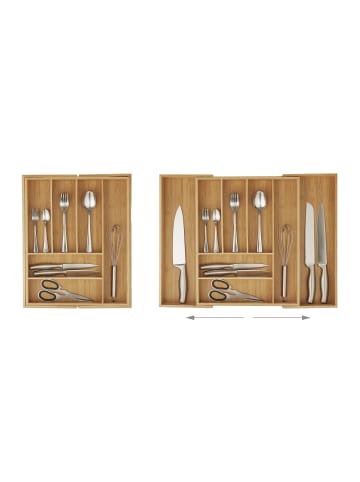 relaxdays Besteckkasten in Natur - (B)57,5 x (H)6,5 x (T)43 cm