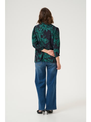 Kaffe Langarm-Bluse KAisa A-shape in Black/Green Painted Flower