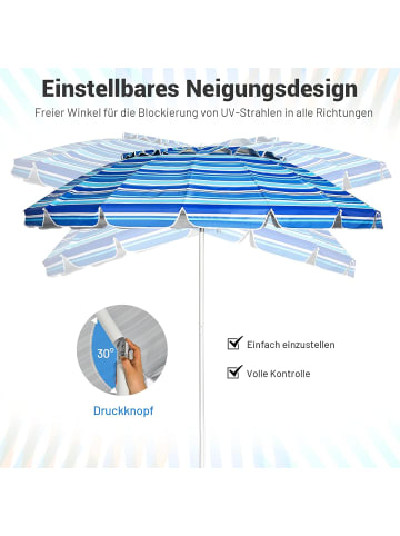 COSTWAY Strandschirm Ø2,2m in Blau