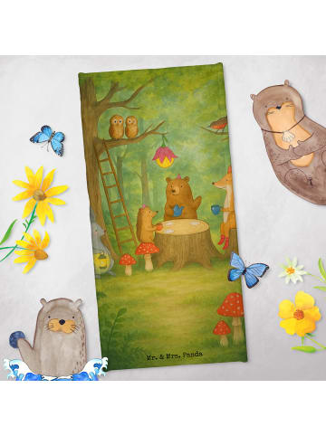 Mr. & Mrs. Panda Badehandtuch Waldtiere Picknick Design ohne Spruch in Gelb Pastell