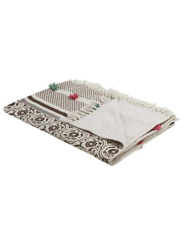 Beliani Kuscheldecke CHINSURAH in Braun/Grün/Beige - (W) 130 x (H) 1 x (L) 180 cm
